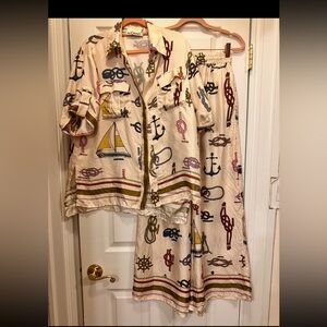 ALEMAIS Ships Ahoy Sailing Set Camp Shirt And Pants Aus 8 Or Size Small